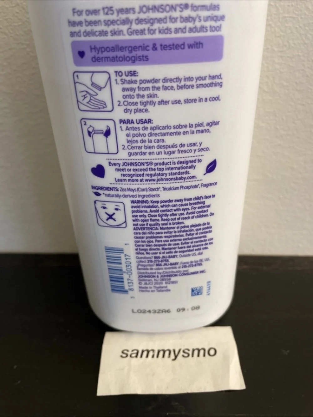 Johnson's Lavender Baby Powder, with Cornstarch, Hypoallergenic 15 oz.